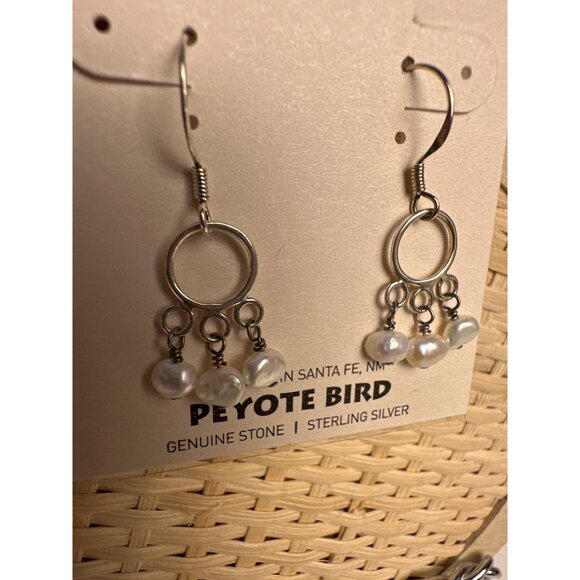 Peyote Bird Fresh Water Pearls Chandelier Hoops Sterling Silver Earrings Boho - Picture 6 of 9